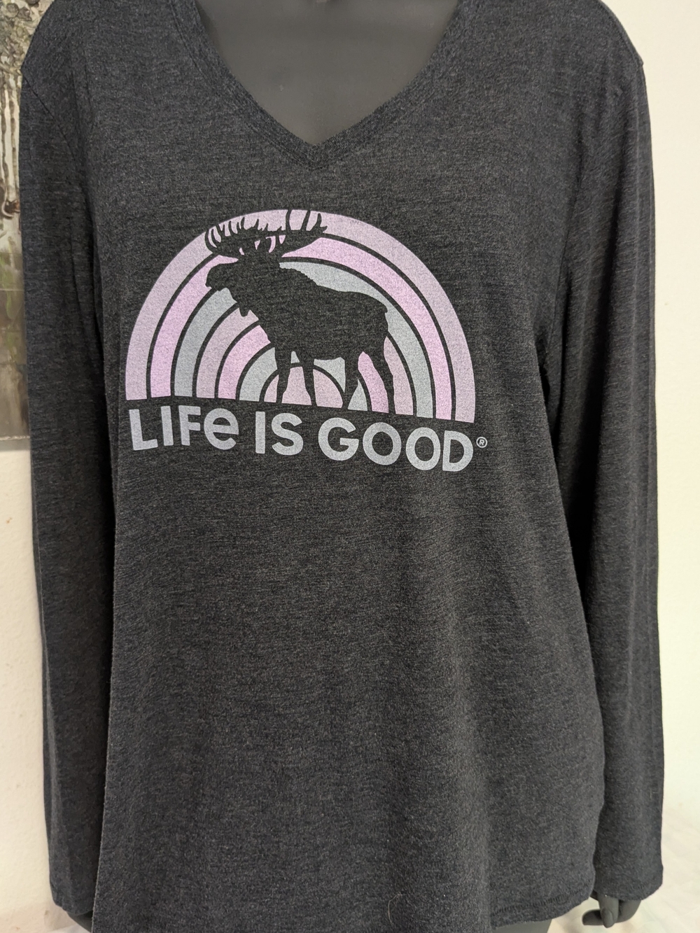 Rainbow Moose Long Sleeve Graphic T Shirt